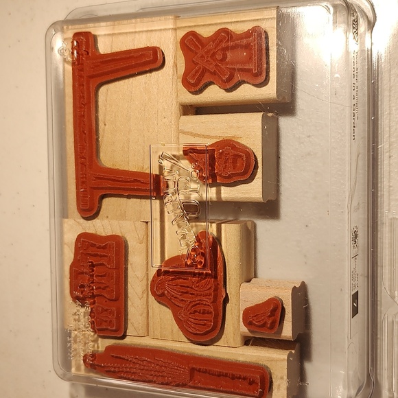 Stampin' Up! Scene In A Garden Wood Mounted Rubber Stamp Set Of 7 Stamps - Picture 6 of 6